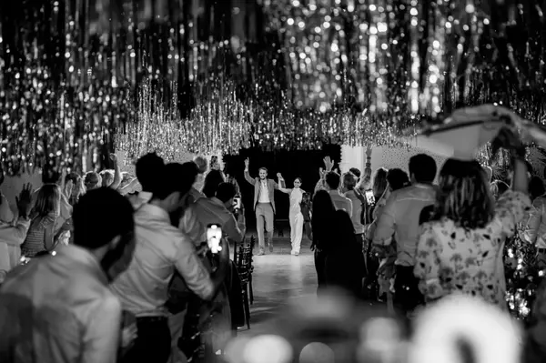 Wedding ceremony aisle sparkling lights black and white - wedding photographer marrakech